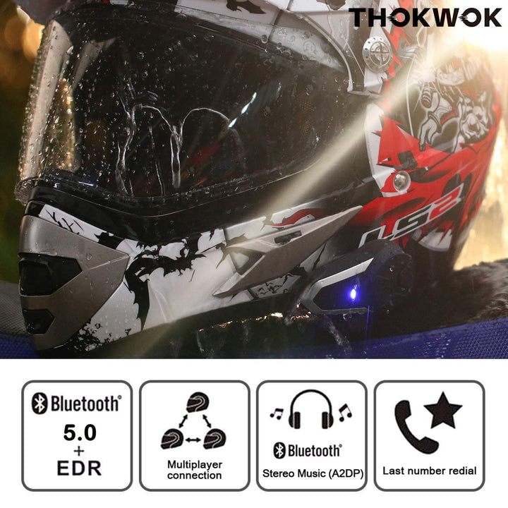 THOKWOK Motorcycle Bluetooth Headset,BT-S3 1000m Helmet