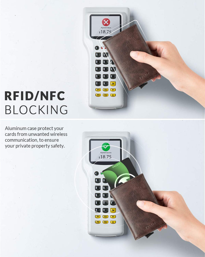 Pop up Wallet RFID Blocking Leather Credit Card Wallet with Banknote Compartment, ID Window &amp; Coin Pocket (Espresso)