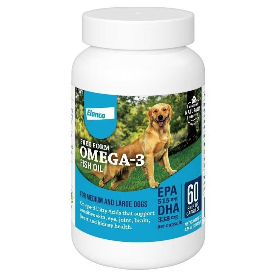Snip Tips Omega-3 Fish Oil Liquid Supplement for Medium & Large Dogs, 60 Count