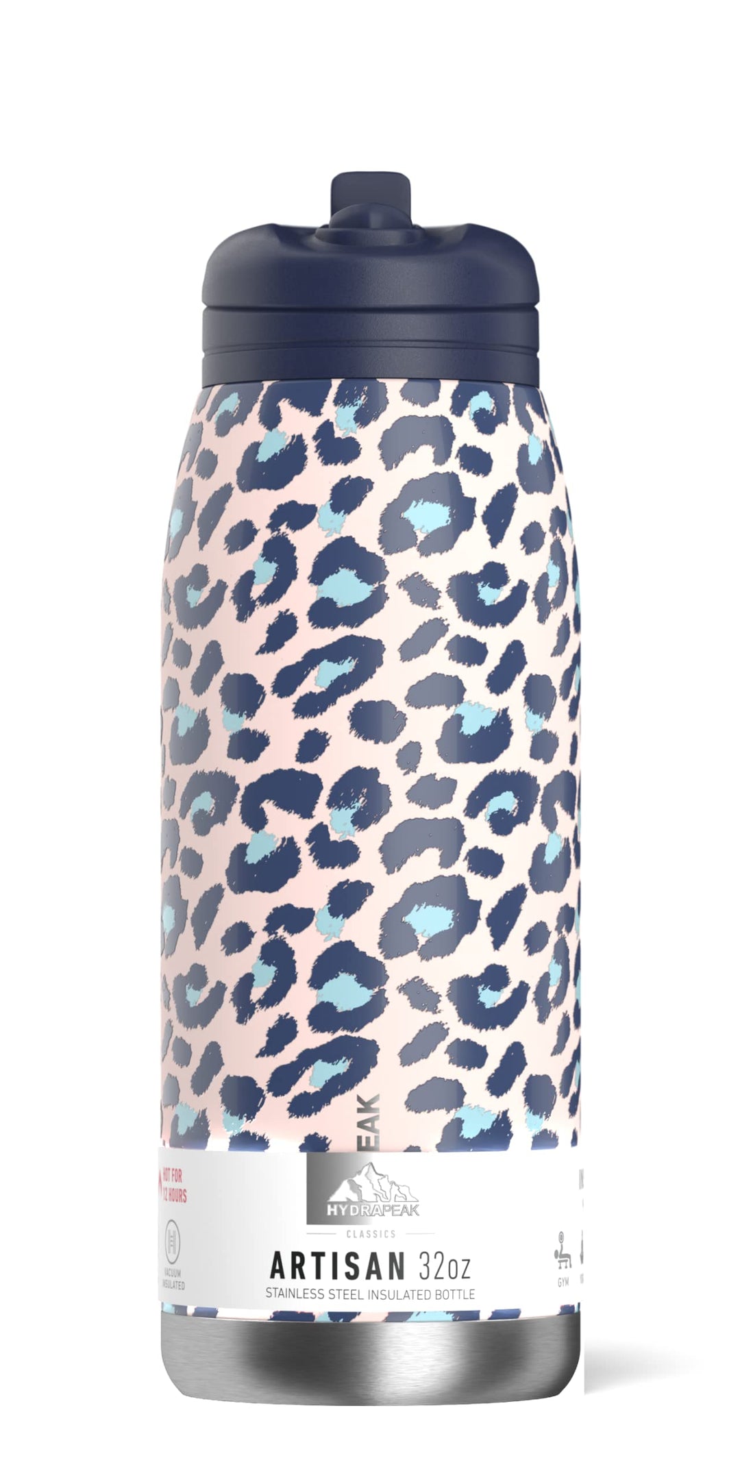 Artisan 32oz Insulated Water Bottles with Straw Lids | Leak-Proof and Vacuum Insulated, Double Walled Stainless Steel Water Bottles Featuring Chic and Stylish Designs (Pink Leopard)