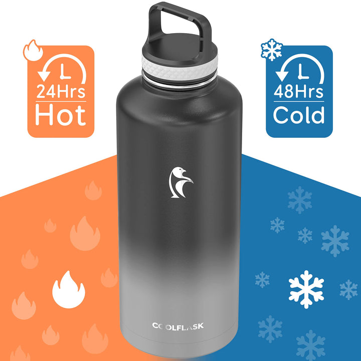 Coolflask Water Bottle 87 oz with Straw, 2/3 Gallon Ins