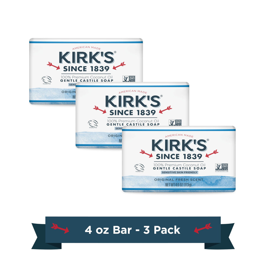 Castile Bar Soap Clean Soap for Men, Women & Children| Premium Coconut Oil | Sensitive Skin Formula, Vegan | Original Fresh Scent | 4 oz. Bars - 3 Pack