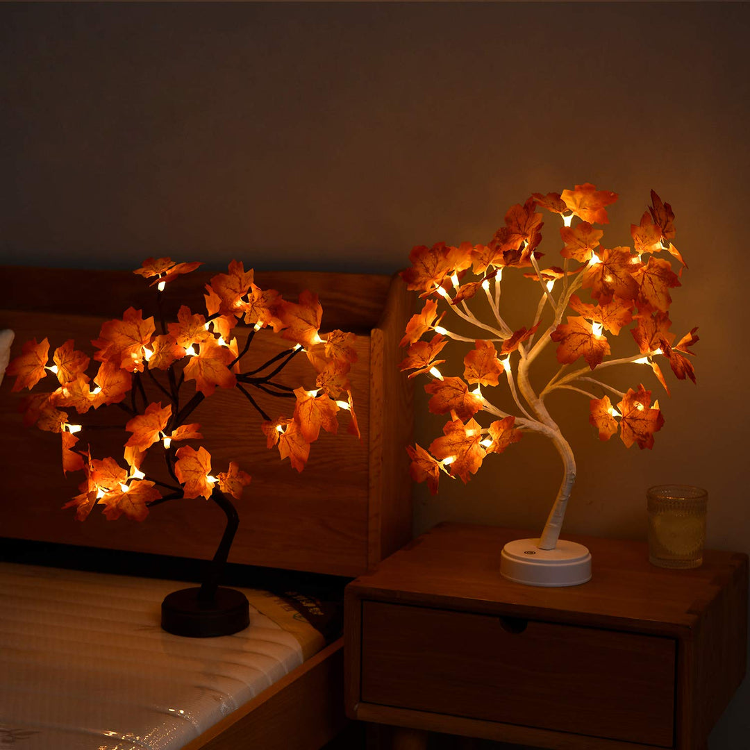 Canada Lighted Maple Bonsai Tree Light - 20&#39;&#39; Artificial Fairy Light Spirit Tree Lamp with 24 LED Maple Leaves Light - USB/Battery Touch Switch, for Kids Room Bedroom Party Wedding and Christmas