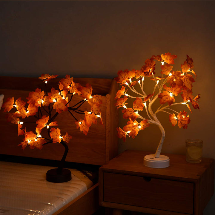 Canada Lighted Maple Bonsai Tree Light - 20&#39;&#39; Artificial Fairy Light Spirit Tree Lamp with 24 LED Maple Leaves Light - USB/Battery Touch Switch, for Kids Room Bedroom Party Wedding and Christmas