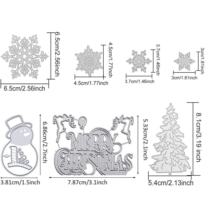 7 Pieces Merry Christmas Die Cuts, Christmas Tree Metal Cutting Dies Snowflake Deer Snowman Cut Stencils for Card Making DIY Scrapbooking Paper Dies for Album Decorative Embossing