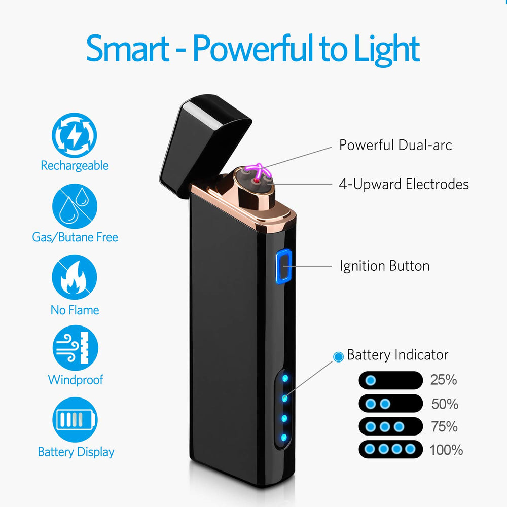 Lighter, Electric Arc Lighter USB Rechargeable Lighter 