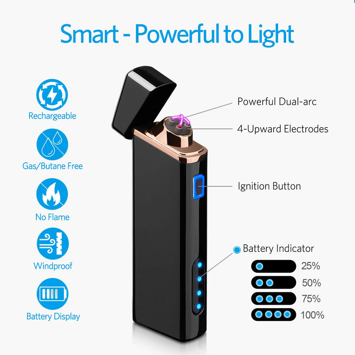Lighter, Electric Arc Lighter USB Rechargeable Lighter 
