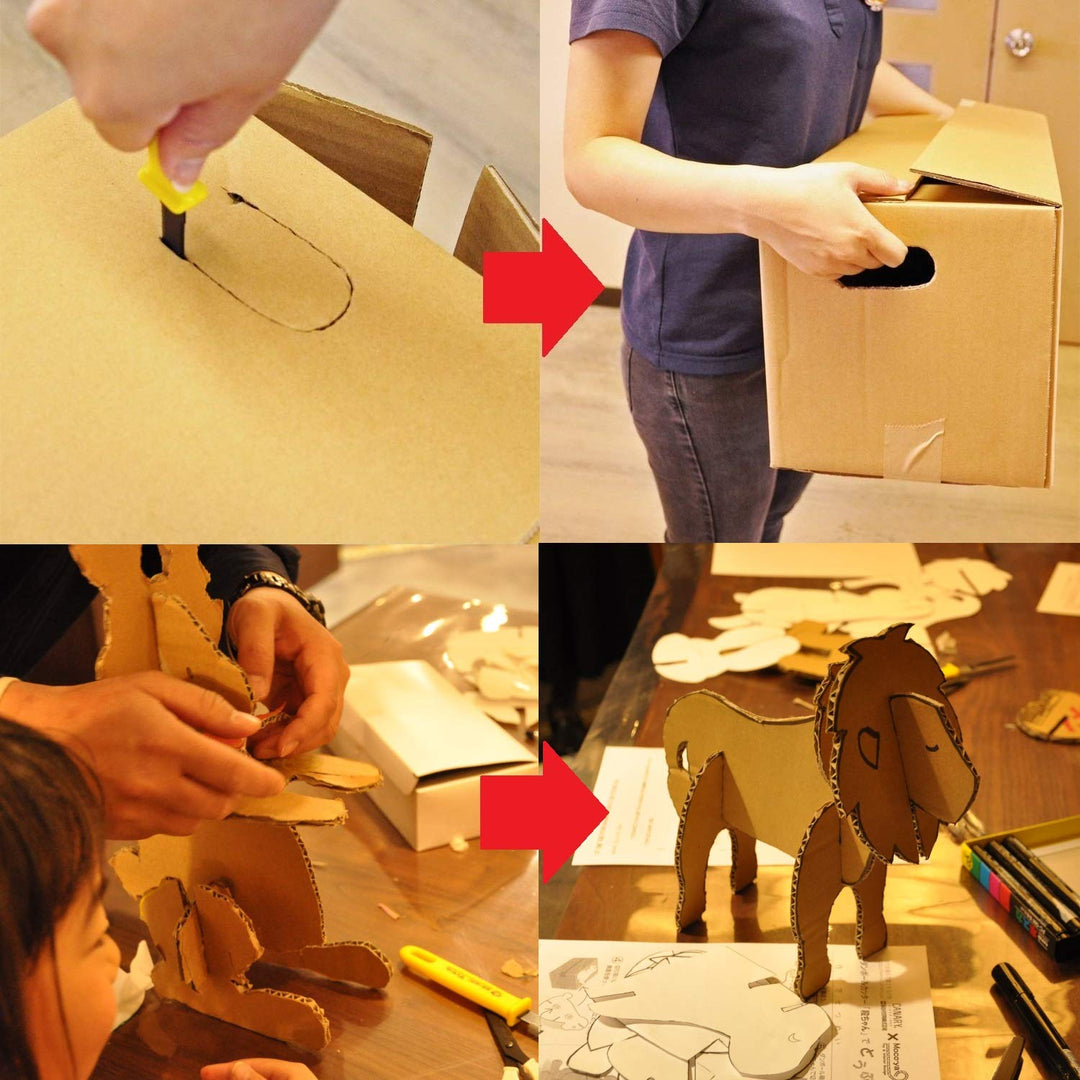 Corrugated Cardboard Cutter Dan Chan 7.5, Safety Box Cutter Knife [Non-Stick Coated Blade], Made in JAPAN, Yellow (DC-190F-1)