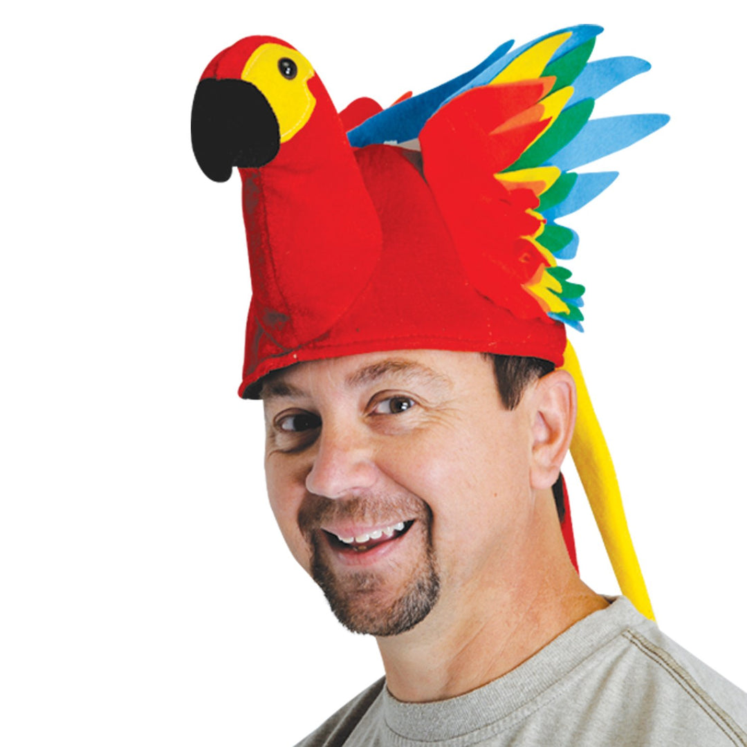 Beistle Unisex Plush Parrot Hat - Hawaiian Luau Party Supplies, Tropical Themed Headwear, Photo Booth Prop, Animal Cap, Novelty Hula Accessory, Bird Costume Dress-Up