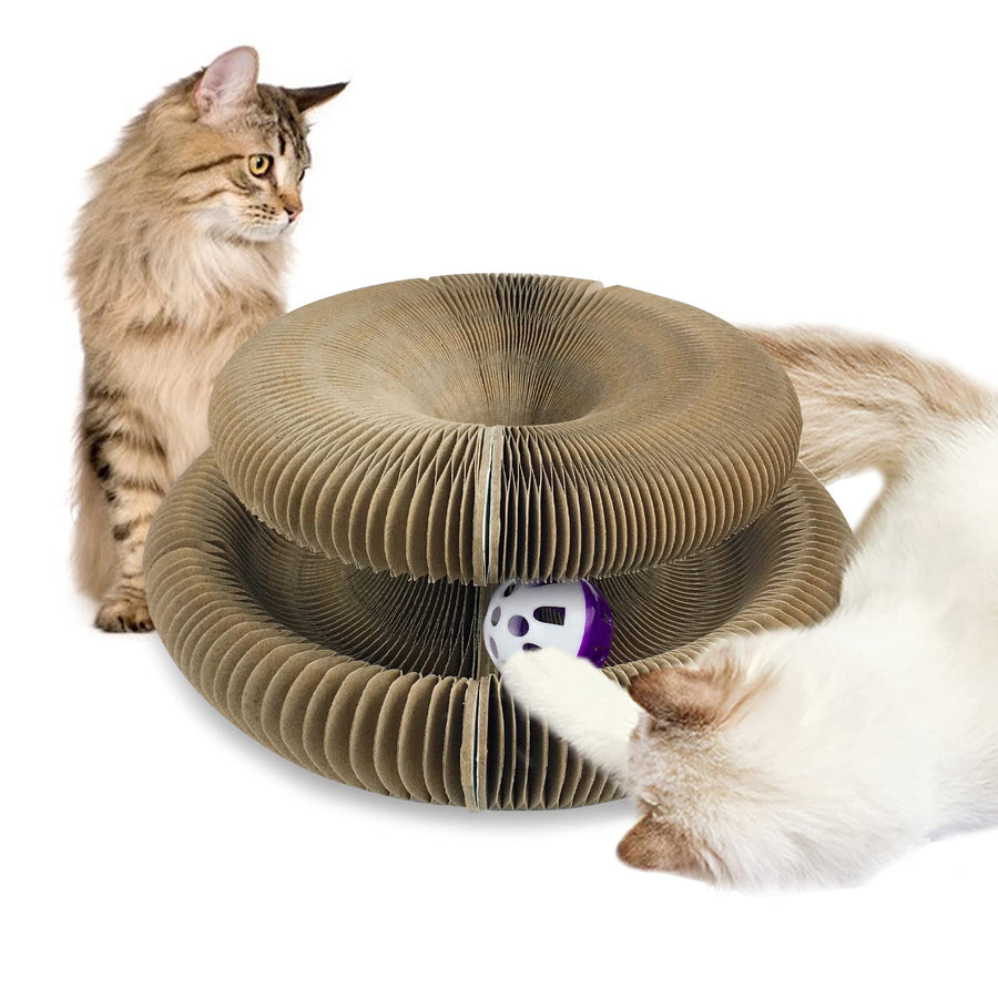 Magic Organ Cat Scratching Board-Comes with a Toy Bell Ball, Cat Grinding Claw Scratching Board, Interactive Scratcher Cat Toy, Foldable Convenient Cat Scratcher Durable . (2021 Models,1pc)