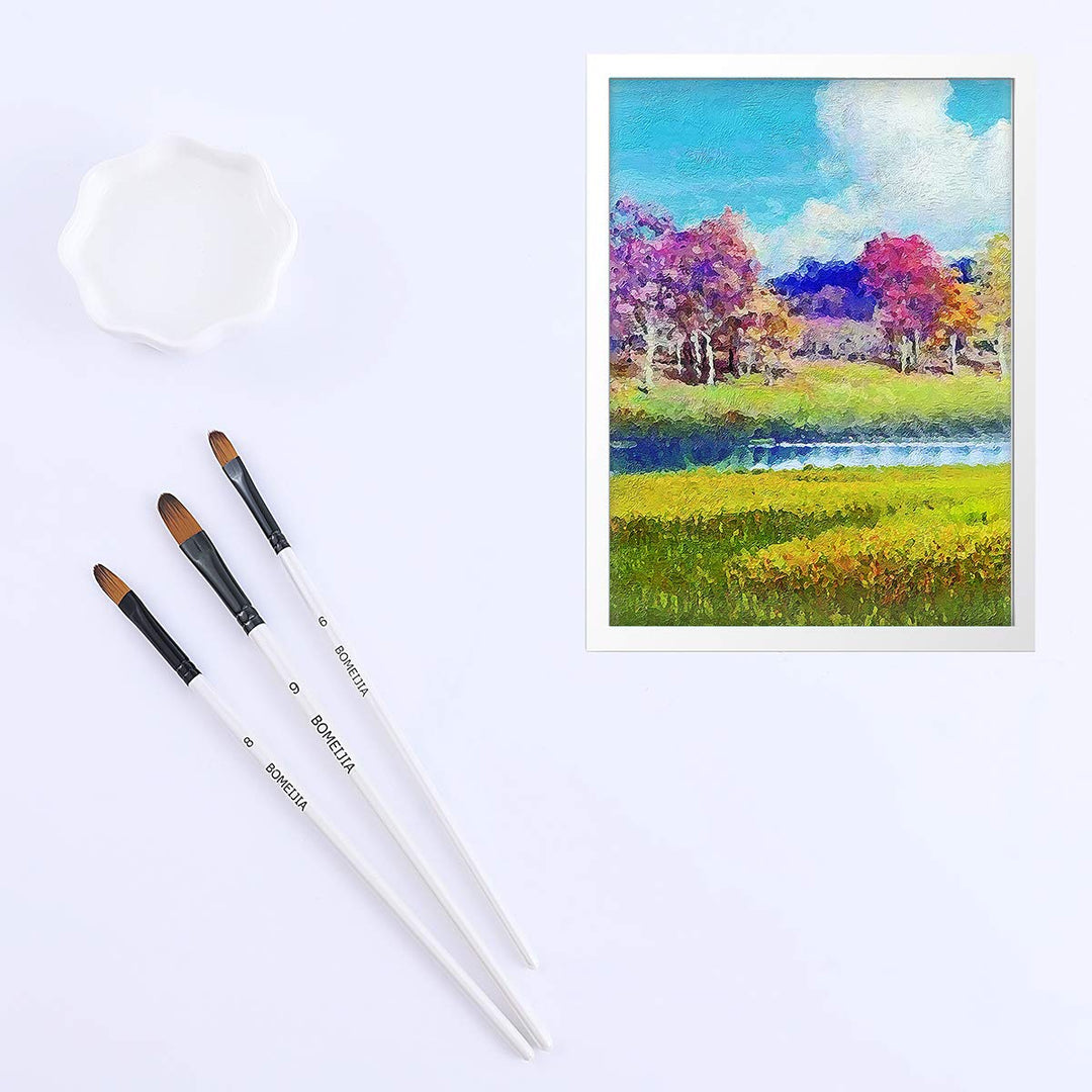 Filbert Paint Brushes Set, 12 PCS Artist Brush for Acrylic Oil Watercolor Gouache Artist Professional Painting Kits with Synthetic Nylon Tips White