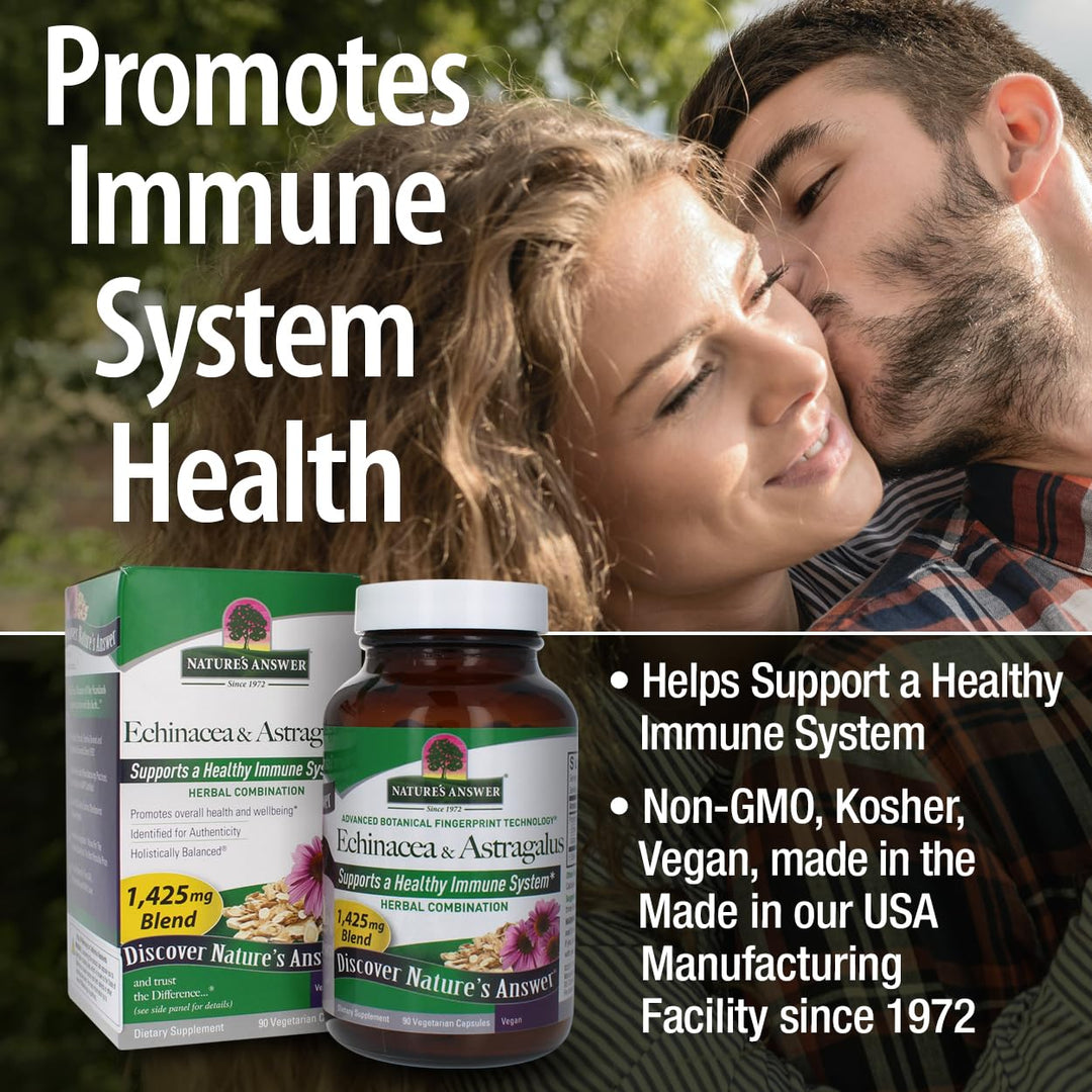 Nature&#39;s Answer Echinacea &amp; Astragalus | Supports a Healthy Immune System | Vegan, Non-GMO &amp; Kosher Certified |Capsules 90Ct
