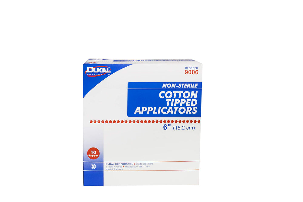 Dukal 9006 Cotton Tipped Applicator, Non-Sterile, 6 (10