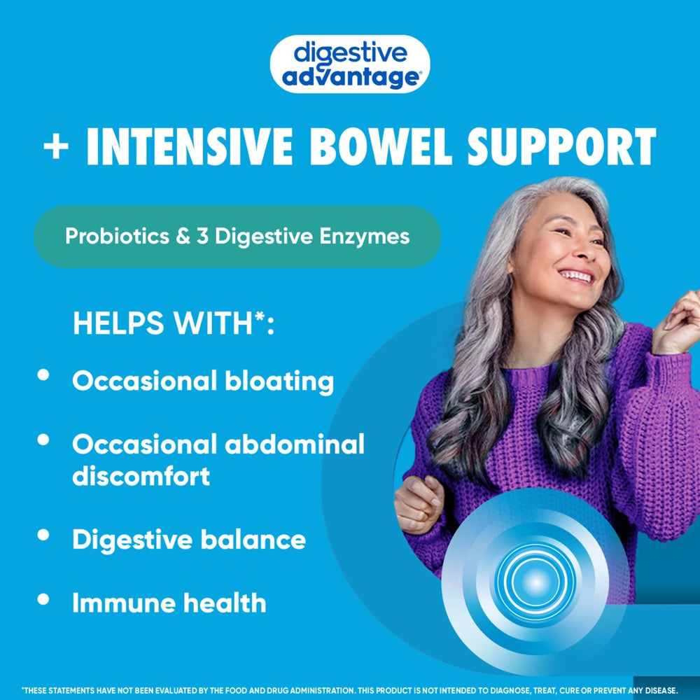 Digestive Advantage IBS Probiotics For Women and Men, Probiotics For Digestive Health & Intensive Bowel Support with Digestive Enzymes For Gut Health, Occasional Bloating & Immune Support, 96 Capsules
