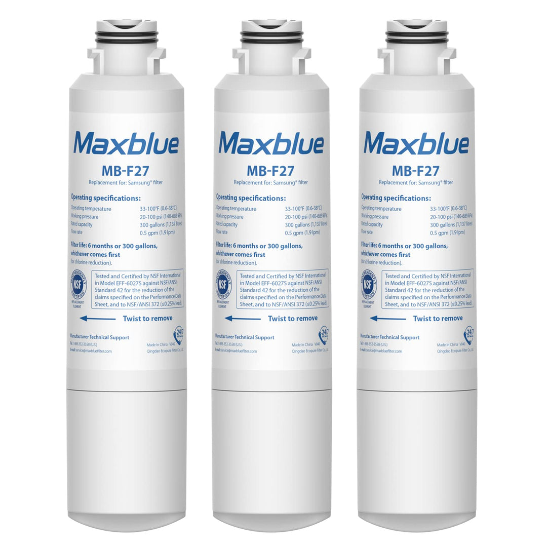 Maxblue Replacement for Samsung DA29-00020B, HAF-CIN/EXP, HAF-CIN, RF28HMEDBSR/AA, RF28K9380SR, RF263BEAESR/AA, RF28JBEDBSG, RF4287HARS, RF28HFEDTSR, DA97-08006A, Refrigerator Water Filter, 3 PACK
