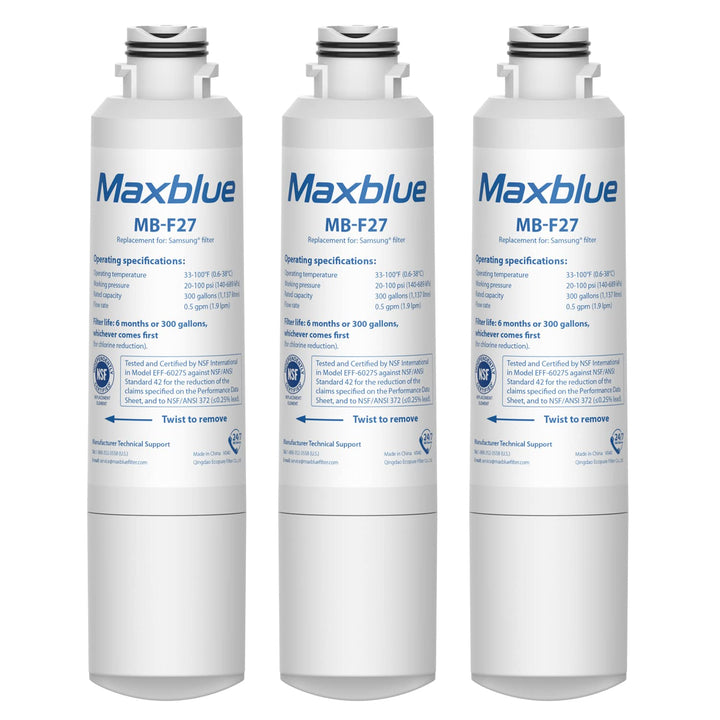 Maxblue Replacement for Samsung DA29-00020B, HAF-CIN/EXP, HAF-CIN, RF28HMEDBSR/AA, RF28K9380SR, RF263BEAESR/AA, RF28JBEDBSG, RF4287HARS, RF28HFEDTSR, DA97-08006A, Refrigerator Water Filter, 3 PACK