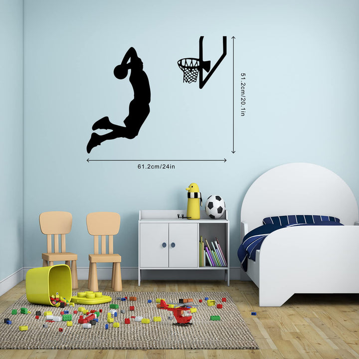 Basketball Wall Decor Sports Stickers Peel and Stick Wall Decals for Boys Bedroom, 24x20.1in