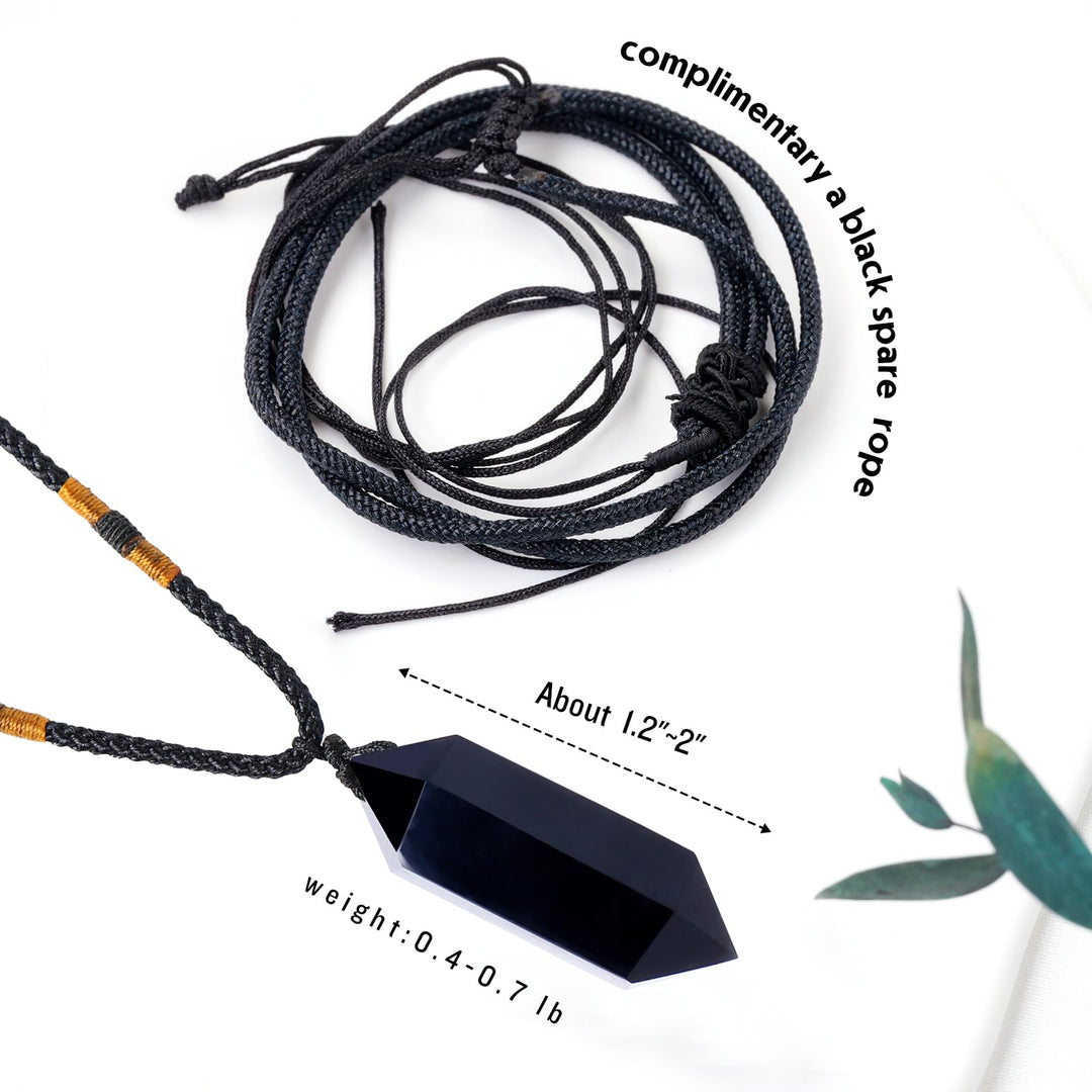 Runyangshi Black Obsidian Healing Crystal Pendants, Dou