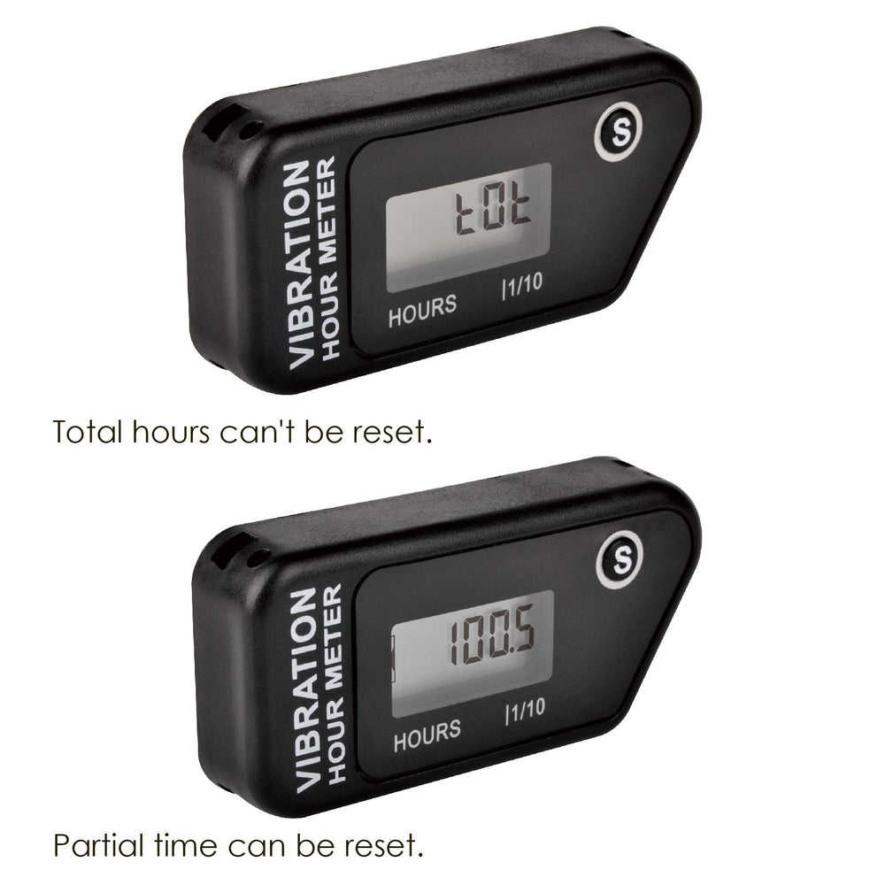 Wireless RE-SETTABLE Vibration Waterproof Hour Meter for Generator Outboard Motor Dirtbike Compressor Lawn Mower Motorcycle Chainsaw (Black, HM016B)