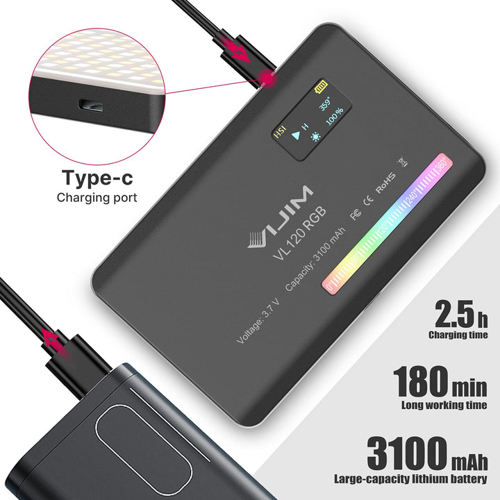 VIJIM VL120 RGB Video Light, Portable LED Camera Light 