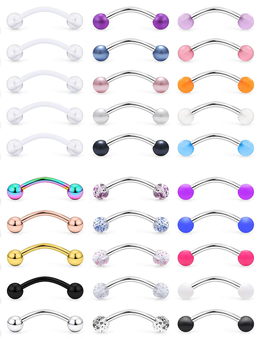 16G Rook Earrings Eyebrow Rings Tragus Helix Daith Lip Ring Barbell Body Piercing Jewelry Retainer 6mm 30PCS