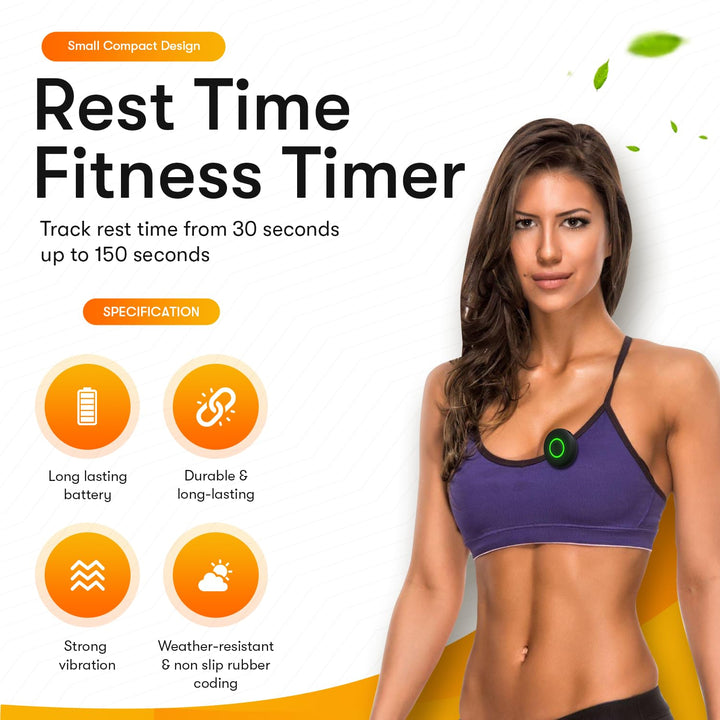 Timer - The Rest Time Fitness Timer - Countdown Gym Timer and Stopwatch To Help Track Rest Time While Working Out - Easy to Use Vibrating Timer - Small Compact Design With Rechargeable Battery