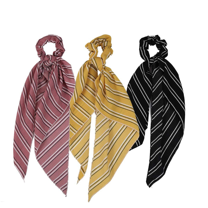 Silk Satin Hair Scrunchies, Hair Scarf with Bow Silk Elastic Hair Bands, Solid Colors Hair Scarf for Ponytail Holder (6 Pcs Solid Colors-B)