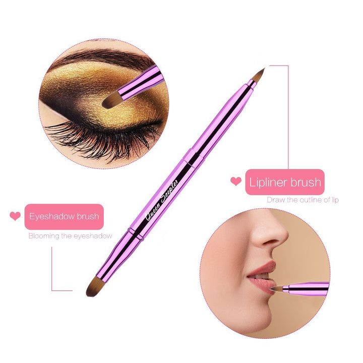 2 Pieces Retractable Eyebrow Lip Brush Soft Eyelash Makeup Brush Set With Cap Concealer Eyeliner Travel Cosmetic Brushes