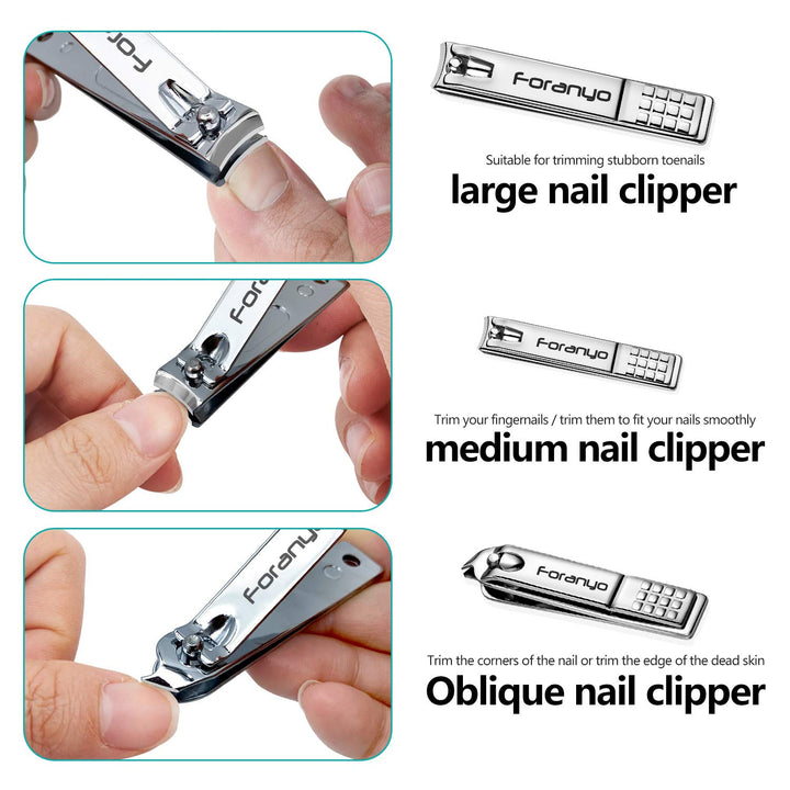 Nail Clippers, 3 Pack Toenail Clippers Fingernail Clipper Nail Clippers for Men Women Adult, Nail Cutter Manicure Set for Thick Toenails [Silver]
