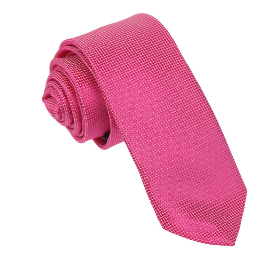DAE1047 Magenta Checkered Mens Business-Casual Gift Skinny Tie