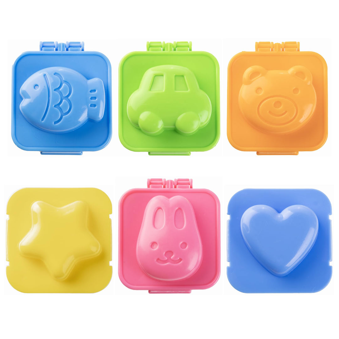 6Pcs Egg Rice Mold Hard Boiled Egg Mold Fish Car Heart Shape Onigiri Mold Rice Ball Maker, Fondant Cake Pop Decorating Tool Fun Cookery Kitchen Gadgets