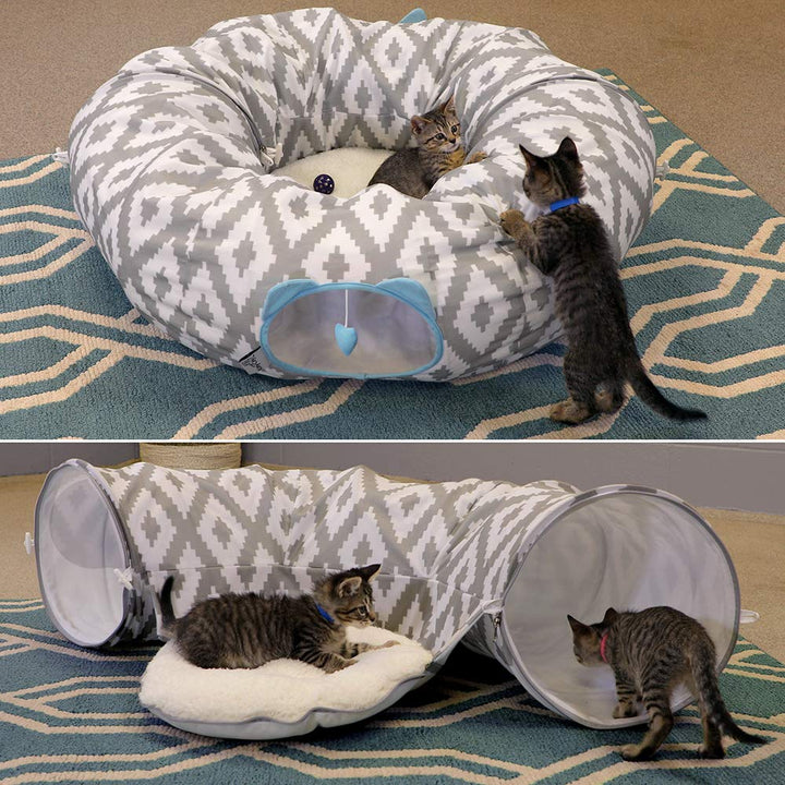 Large Cat Tunnel Bed, Cat Bed, Pop Up Bed, Cat Toys, White