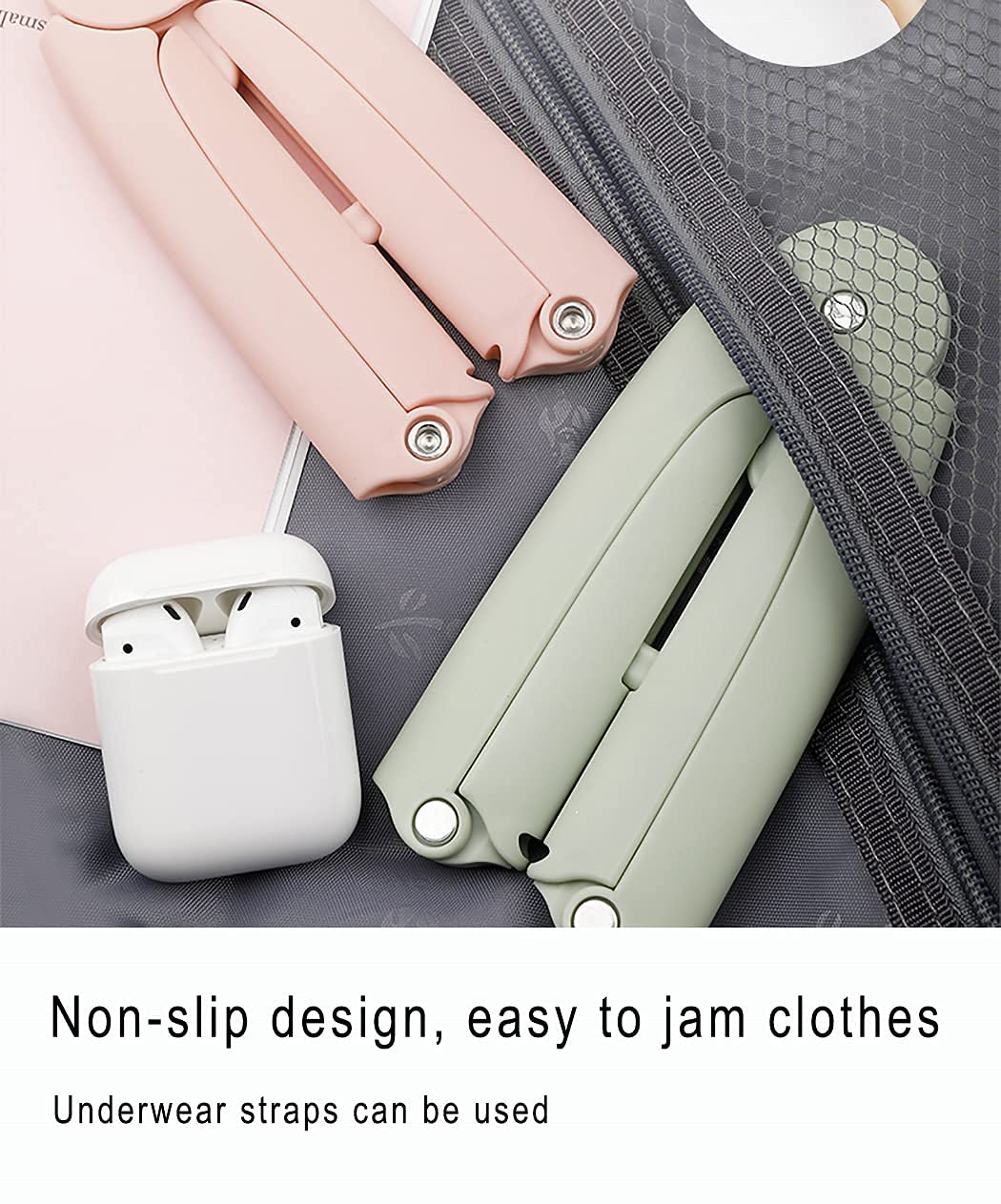Travel Hangers Foldable - Portable Hangers, Multi-Functional &amp; Mini Hanger for Women Travel - 2 Pack of Drying Cloth Hangers (Pink)