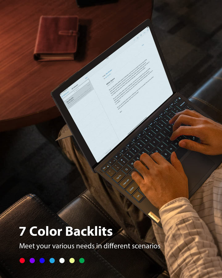 Surface Pro 7 Keyboard, Bluetooth 5.0, 7-Color Backlight, Compatible with Surface Pro 7/7+/6/5/4, KB02026 Gray