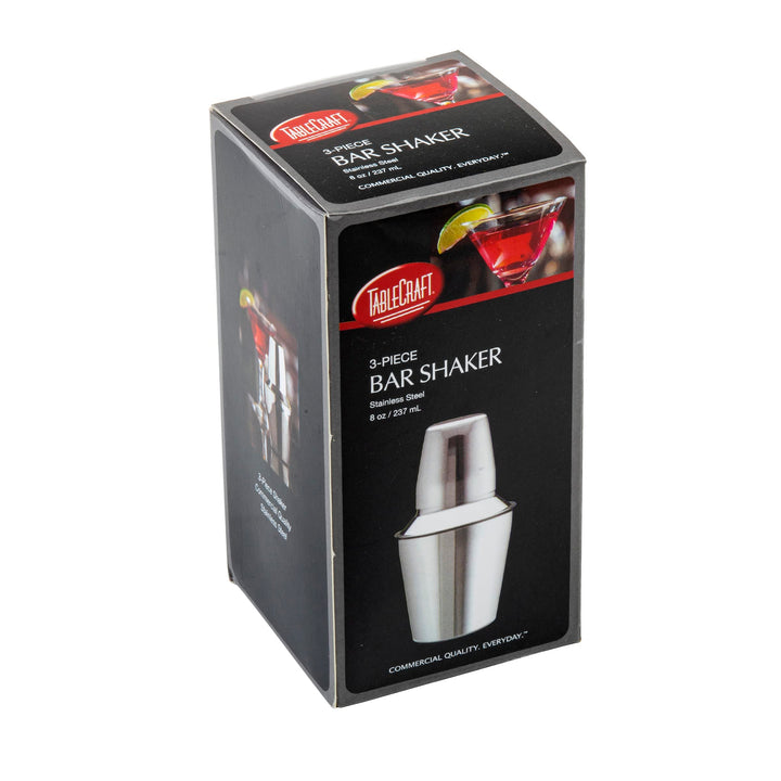 TableCraft 375 3-Piece Stainless Steel Cocktail Shaker, 8-Ounce