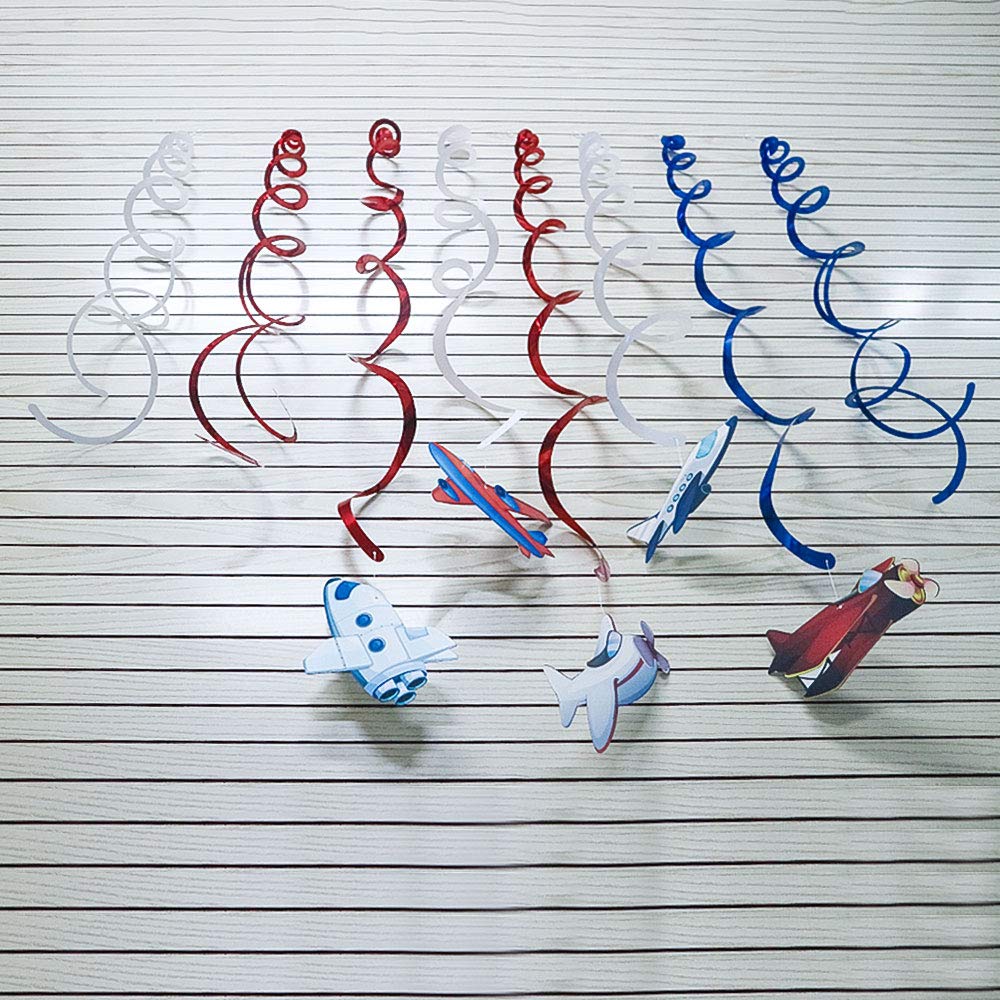 30Pack Airplane Hanging Swirls Fly Flight Ceiling Streamer Birthday Party Decorations Airplane Themed Party Favors for Holiday Baby Shower Home Decoration Party Supplies