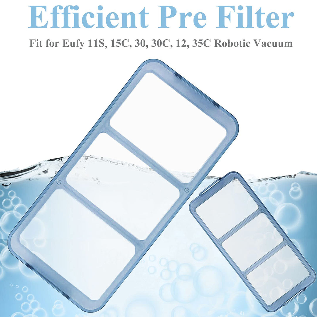 Replacement Parts Accessories Kit for Eufy RoboVac 11S, 15C, 30, 30C, 12, 35C Vacuum Filters, 10 Side Brushes, 10 Filter, 2 Main Brush, 1 Pre Filter, 1 Roller Brush Guard