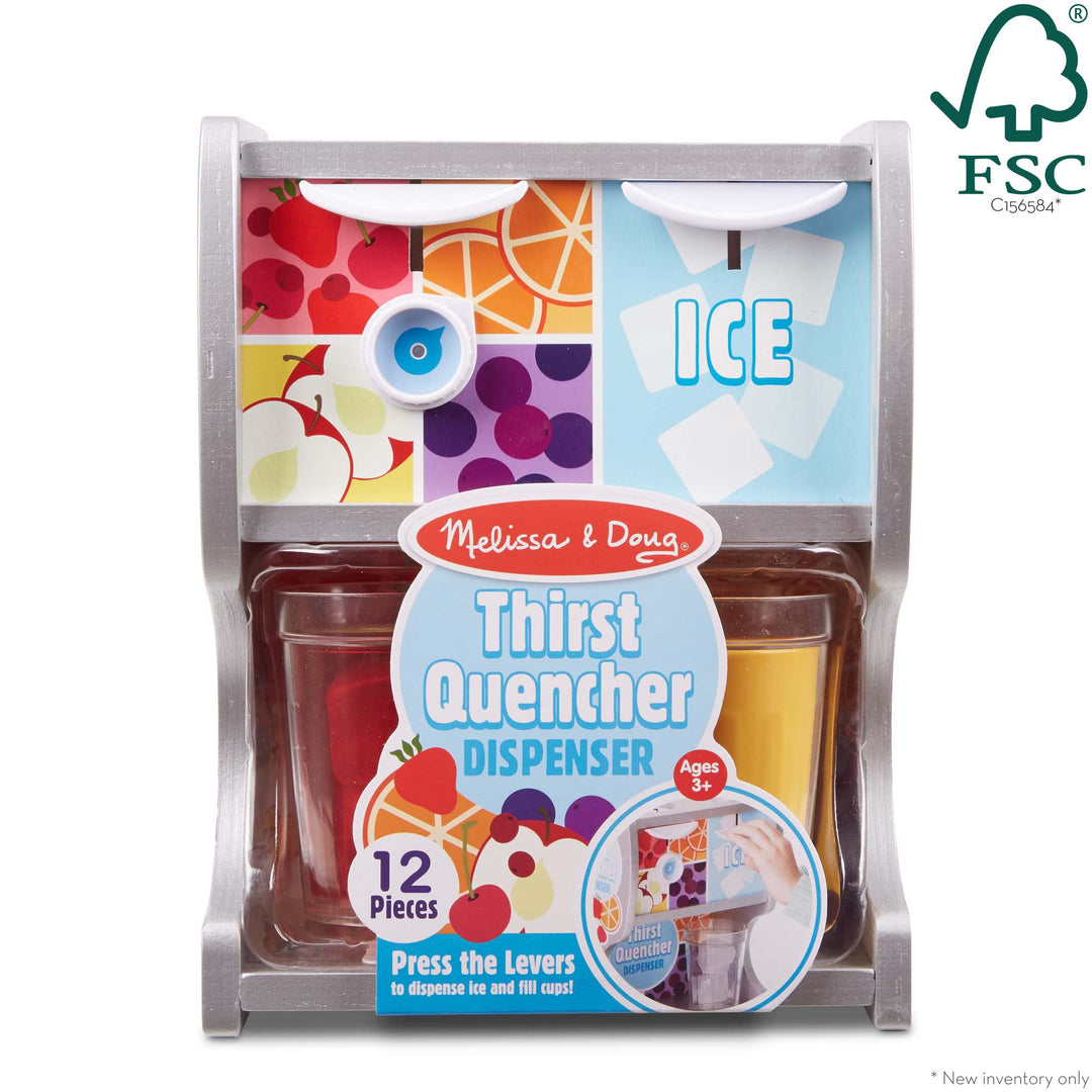 Melissa &amp; Doug Wooden Thirst Quencher Drink Dispenser With Cups, Juice Inserts, Ice Cubes - FSC Certified