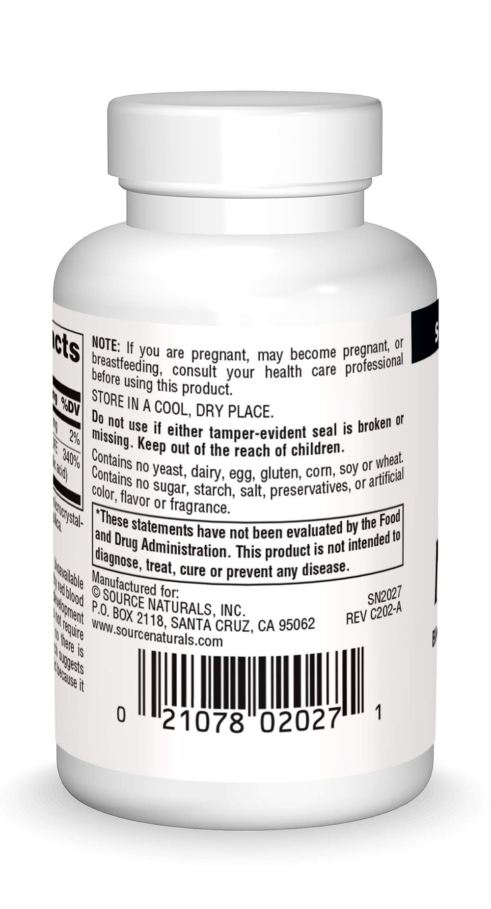 Source Naturals MegaFolinic 800mcg - 60 Tablets