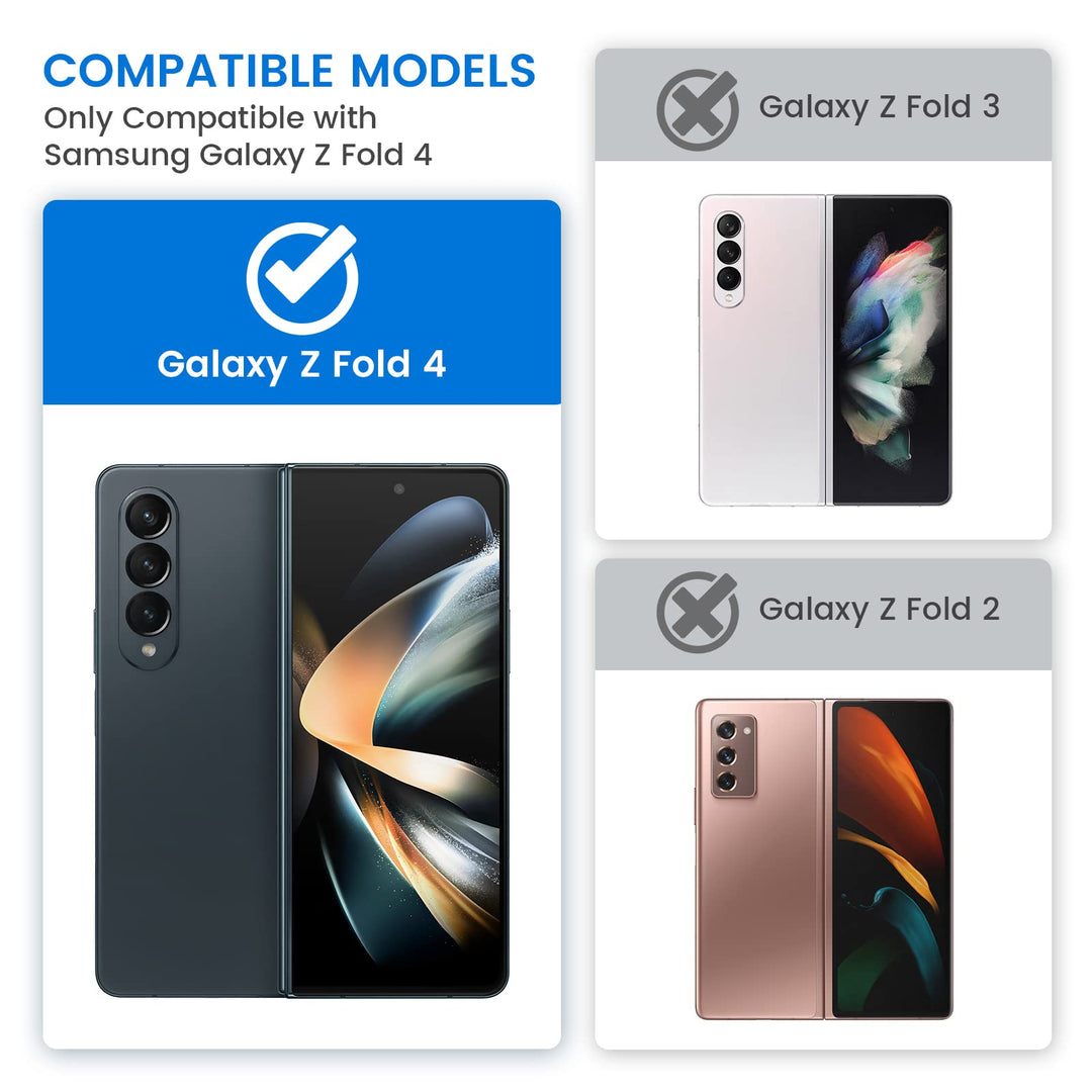 for Galaxy Z Fold 4 Case with S Pen Holder, [Hinge Protection][360°Ring Magnetic Kickstand][Slide Camera Cover][Front Screen Protector] Protective Armor Case for Samsung Galaxy Z Fold 4- Black