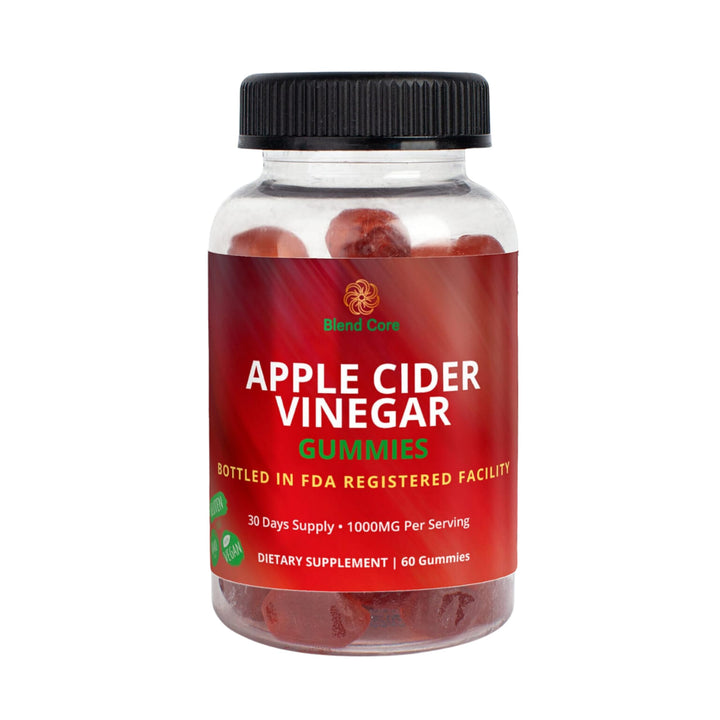 Blend Core Apple Cider Vinegar Gummies with Vitamin B12 – Vegan, Gluten-Free, Non-GMO – Apple & Purple Carrot Flavored – 1000mg ACV – 60 Gummies, 30-Day Supply