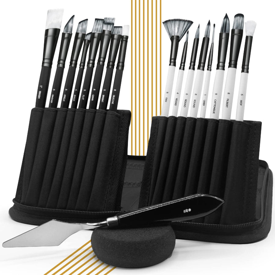 IRO Artist Paint Brush Set of 15 Professional Flat Pain