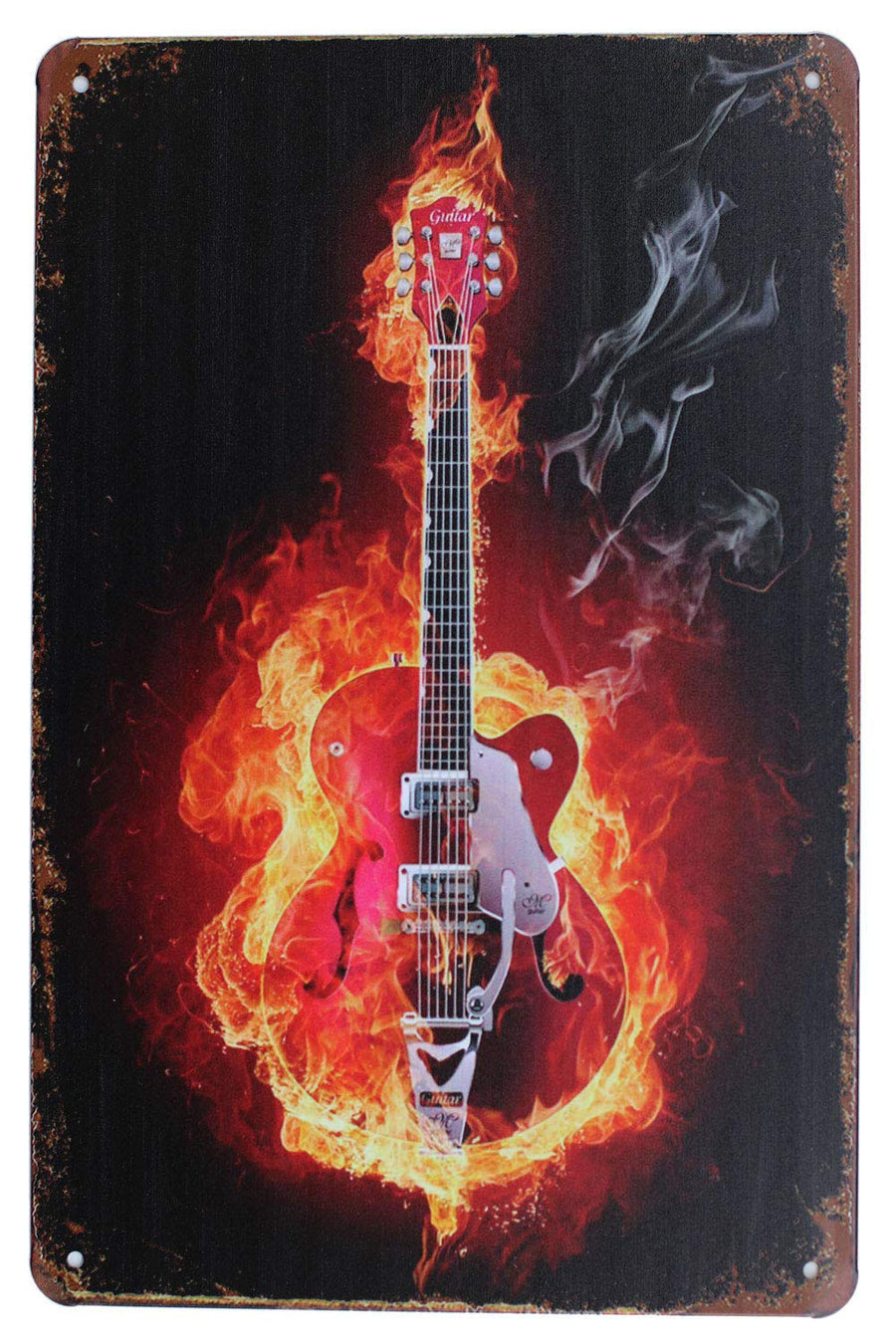 The Guitar Metal Tin Sign, Vintage Poster Plaque Living Room Bedroom Study Bar Home Wall Decor