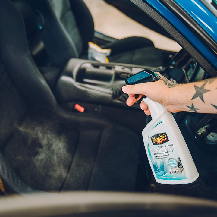 Meguiar’s Carpet &amp; Cloth Re-Fresher Odor Eliminator Spray - Interior Fabric Odor Eliminator - Permanently Eliminates Odors &amp; Freshens Fabrics in your Car, Easy to Use Trigger Spray, 24 Oz