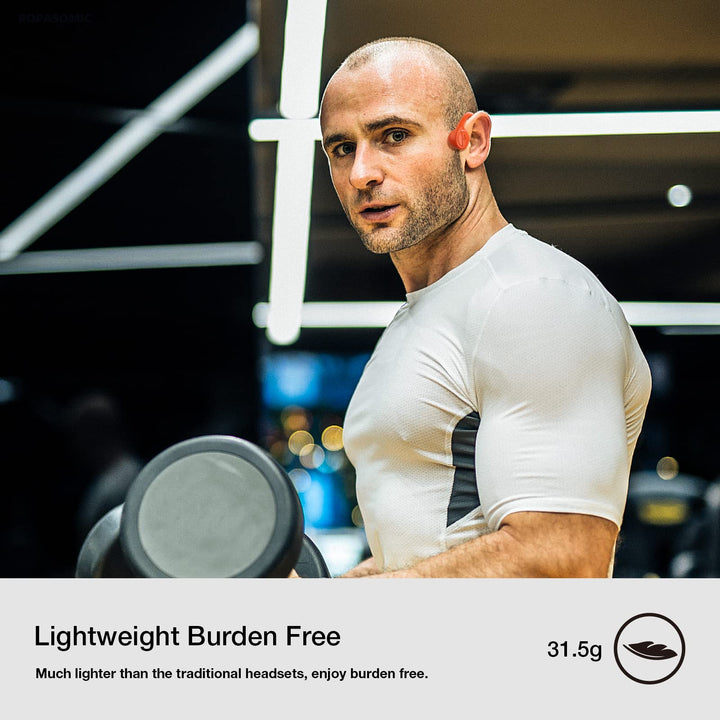 Bone Conduction Headphones, 12 Hours Playtime Bluetoeth 5.3 Headset Open Ear Wireless Earphone - IP55 Sweatproof Built-in Mic,Perfect for Running Cycling Hiking Workouts(Orange)