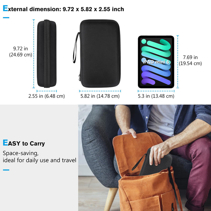 Large Hard Travel Electronic Organizer Case for MacBook Power Adapter Chargers Cables Tech Organizer Hard Drive USB Flash Disk SD Card Portable Electronics Accessories Bag -Black