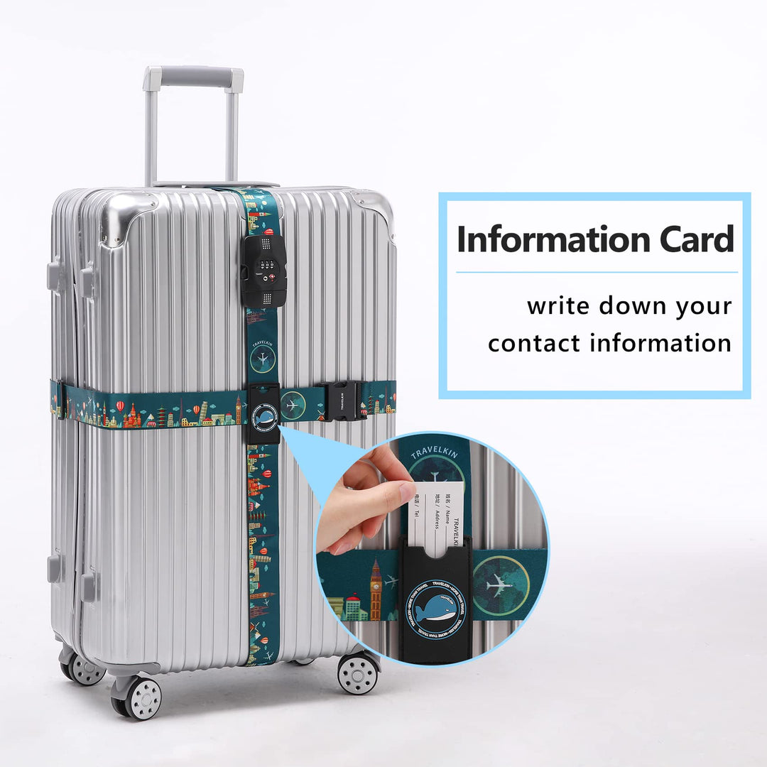 Travelkin Luggage Strap TSA Approved with TSA Lock Adjustable Luggage Strap for Suitcase to Protect Your Luggage (Green)