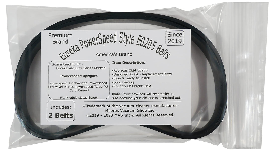 Replacement Belts for Eureka #E0205 Powerspeed Lightweight, Pro Swivel Plus &amp; Turbo Pet Cord Rewind Vacuum 2PK