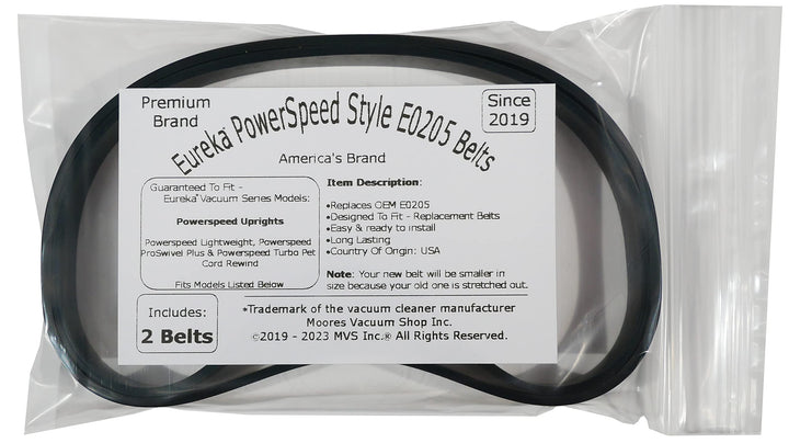 Replacement Belts for Eureka #E0205 Powerspeed Lightweight, Pro Swivel Plus &amp; Turbo Pet Cord Rewind Vacuum 2PK