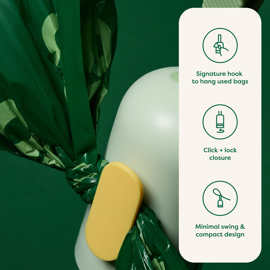 Dog Poop Bag Holder with Bags, Durable and Guaranteed Leakproof, Unscented, 1 Dispenser and 15 Count